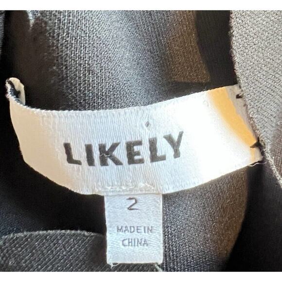 Likely Little Black Dress Scalloped Trim Short Sleeve Fitted Mini Party Cocktail - Picture 4 of 6